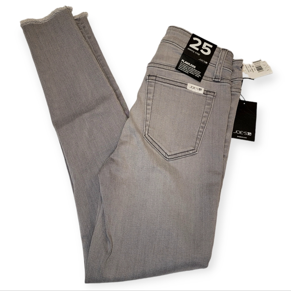 Joe's Jeans Flawless Skinny Crop Jeans Raw Hem Grey Size 25 New!